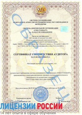 Образец сертификата соответствия аудитора №ST.RU.EXP.00006191-1 Богородск Сертификат ISO 50001